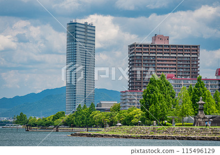 Lakeside scenery at Nagisa Park in Otsu City Lakeside scenery at Nagisa Park in Otsu City 115496129