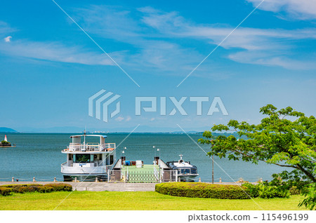 大津市琵琶湖畔公園渚公園的琵琶湖風景 115496199