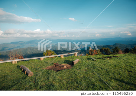 Green fields on the mountains in summer Green fields on the mountains in summer 115496280