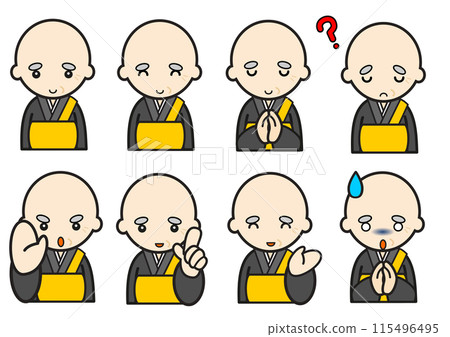 Monk facial expression set 115496495
