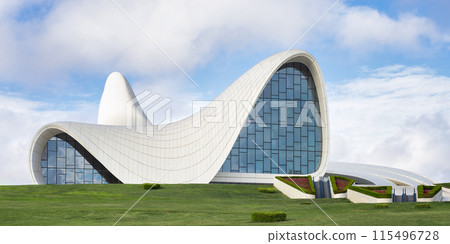 Modern Architecture of Heydar Aliyev Centre in Baku Azerbaijan on a sunny summer Day Modern Architecture of Heydar Aliyev Centre in Baku Azerbaijan on a sunny summer Day 115496728