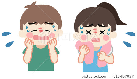 孩子流汗、看起來很熱的插畫 孩子流汗、看起來很熱的插畫 115497057