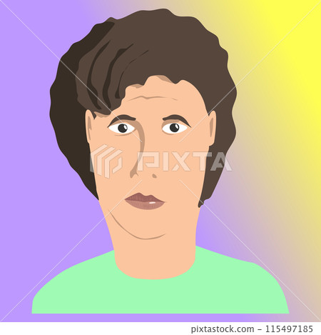 Avatar male transgender with brown hair in a green t-shirt. Vector illustration is a person of pleasant appearance with a trustworthy look. A kind face and a little surprised eyes. Avatar for social Avatar male transgender with brown hair in a green t-shirt. Vector illustration is a person of pleasant appearance with a trustworthy look. A kind face and a little surprised eyes. Avatar for social 115497185