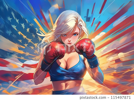 Illustration of a woman boxing 115497871