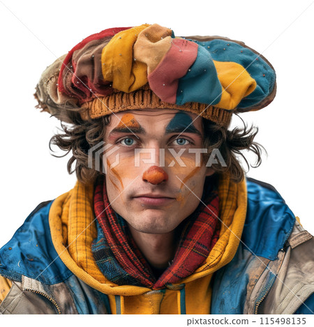 Man in Clown Makeup and Clown Hat 115498135