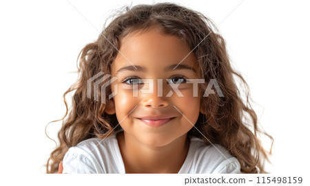 Close Up of a Childs Face With Blue Eyes 115498159