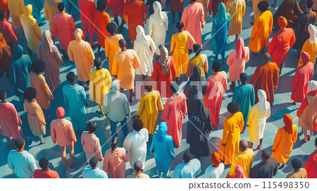 People of various ethnicities join hands, illustrating the strength found in diversity 115498350