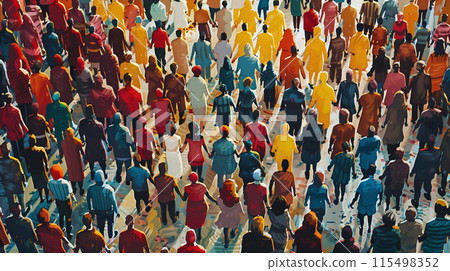 Hands clasped tightly, individuals of every color stand as one, embodying the spirit of inclusiveness 115498352