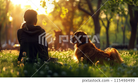Pet remains a steadfast companion, offering comfort and solace to its devoted owner, AI generated 115498499