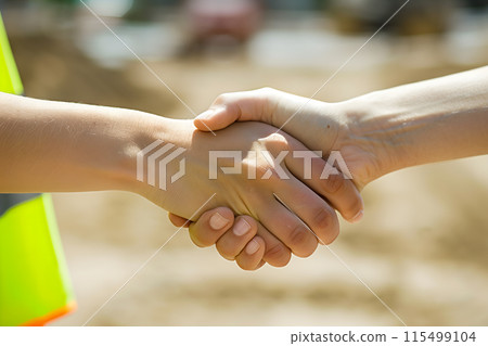 Workers Shaking Hands on Labor Day 115499104