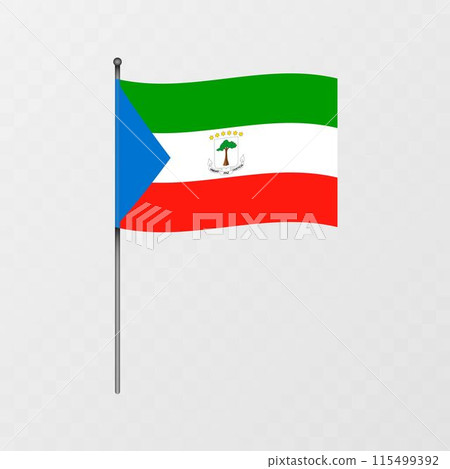 Equatorial Guinea flag on flagpole. Vector illustration. Equatorial Guinea flag on flagpole. Vector illustration. 115499392
