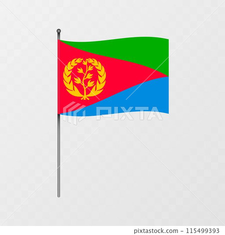 Eritrea flag on flagpole. Vector illustration. Eritrea flag on flagpole. Vector illustration. 115499393