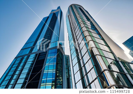 a very tall glass skyscraper a very tall glass skyscraper 115499728