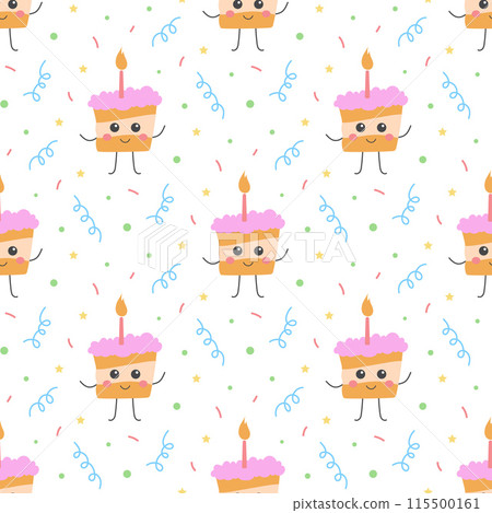 birthday pattern with cake character birthday pattern with cake character 115500161