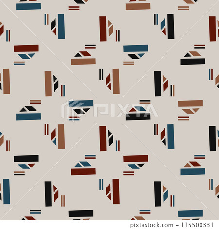Textile motif seamless pattern. Abstract line shape geometric motif basic pattern continuous background. Man shirt all over print block.  115500331