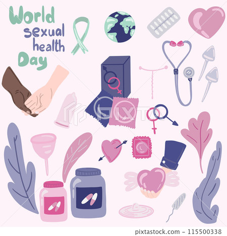 Flat design big set of world sexual health day Flat design big set of world sexual health day 115500338