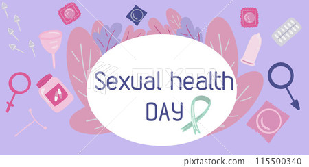 Sexual health day flat design poster Sexual health day flat design poster 115500340