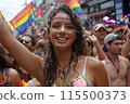 A woman is wearing a lot of makeup and a lot of jewelry 115500373