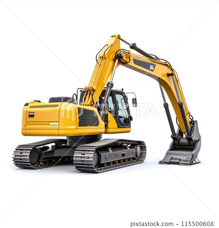 Heavy equipment machine power equipment for open pit mining Big yellow  excavator isolated 115500608
