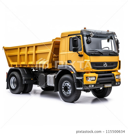 yellow Dumper industrial truck isolated on the white background. yellow Dumper industrial truck isolated on the white background. 115500634