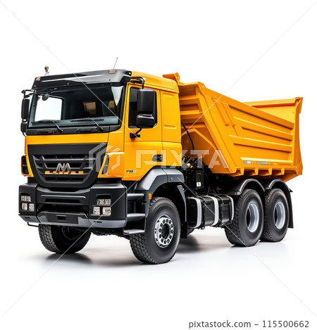 Yellow dump truck isolated on white surface Yellow dump truck isolated on white surface 115500662