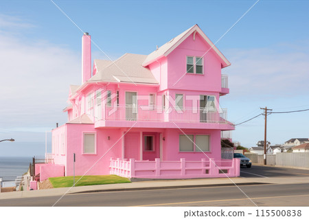 A beautiful pink dollhouse building. The cottage A beautiful pink dollhouse building. The cottage 115500838