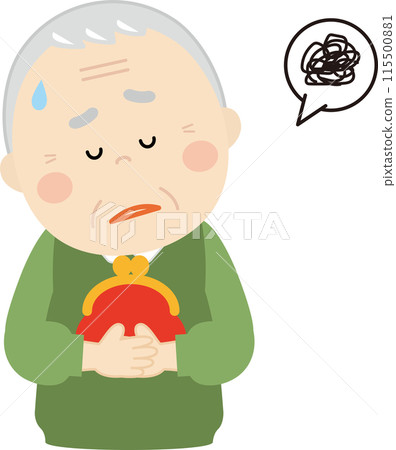 Illustration of a senior man with no money Illustration of a senior man with no money 115500881