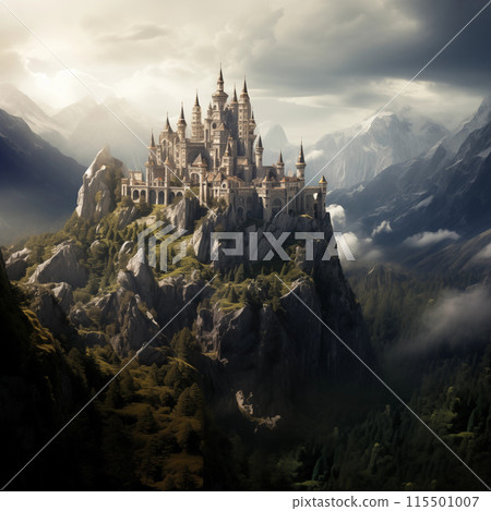 Medieval castle between mountains 115501007