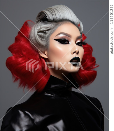 Beautiful blonde model with red lips. Bright glossy makeup. Beautiful blonde model with red lips. Bright glossy makeup. 115501252