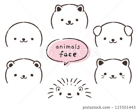 Cute animal face illustration set (with speech bubbles) 115501443