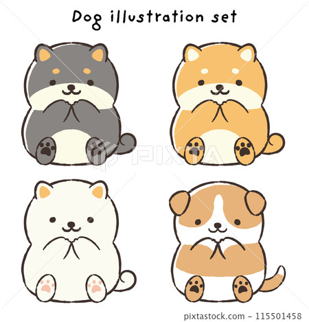 Cute hand-drawn dog illustration set (Shiba Inu, Beagle) 115501458