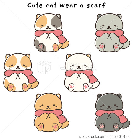 手繪戴圍巾的貓咪插畫集 115501464