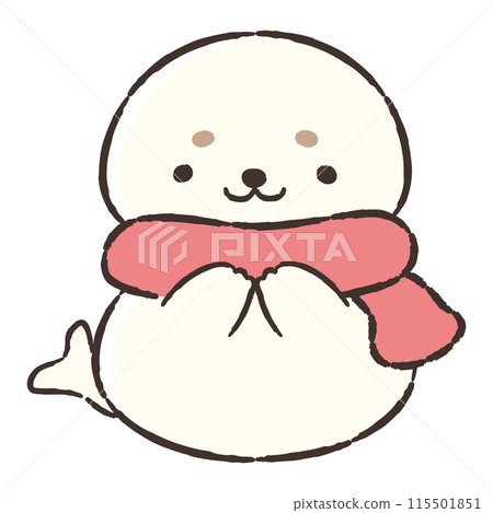 手繪海豹戴著圍巾的插圖 115501851