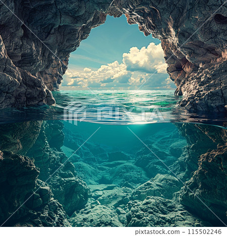 Underwater view from the cave 115502246