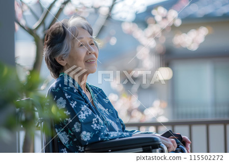 坐在輪椅上的高級 115502272