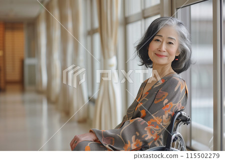 Senior sitting in a wheelchair 115502279