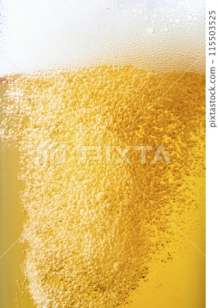 Draft beer poured into a glass, close-up Draft beer poured into a glass, close-up 115503525