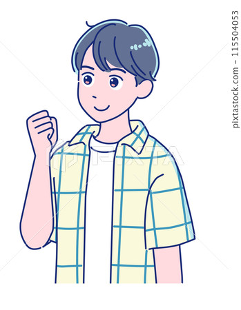 A smiling elementary school boy posing in a fist 115504053