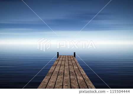 Wooden bridge in the sea 115504444