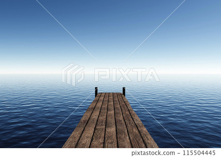 Wooden bridge in the sea 115504445