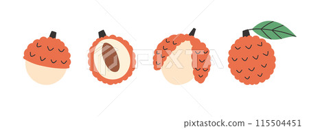 Set of abstract vector lychee. Simple lychee. Tropical fruit collection design for interior, poster, banner. Set of abstract vector lychee. Simple lychee. Tropical fruit collection design for interior, poster, banner. 115504451