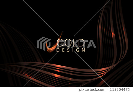 Isolated element, a winding ribbon of copper, brown color on a black background Isolated element, a winding ribbon of copper, brown color on a black background 115504475