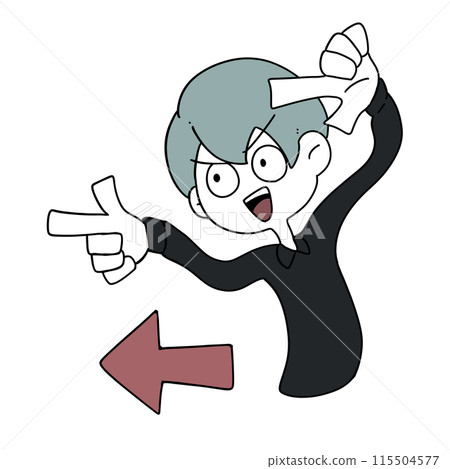 一個人用雙手指向左邊（有箭頭） 115504577