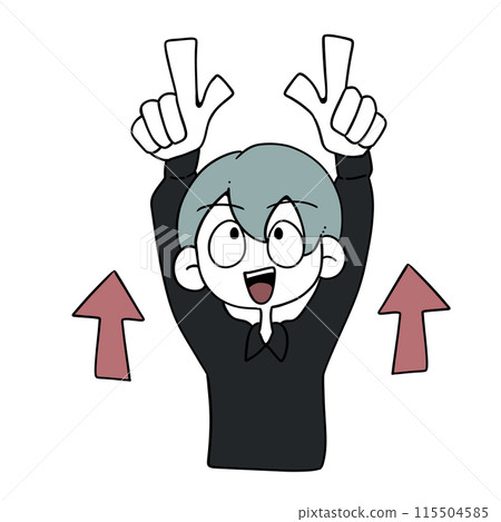 A man pointing up with both hands (with arrow) 115504585