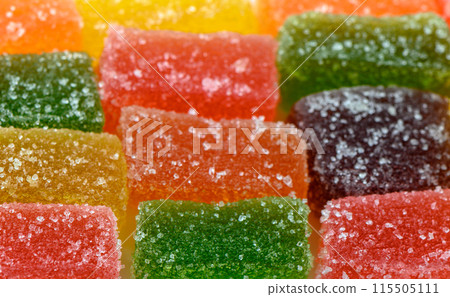 food background made of multi-colored marmalade food background made of multi-colored marmalade 115505111