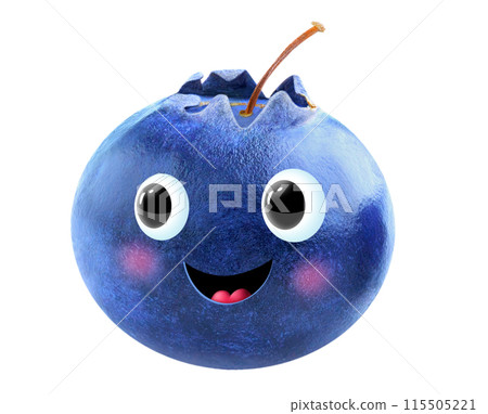 Smiling blueberry character isolated on white background 115505221