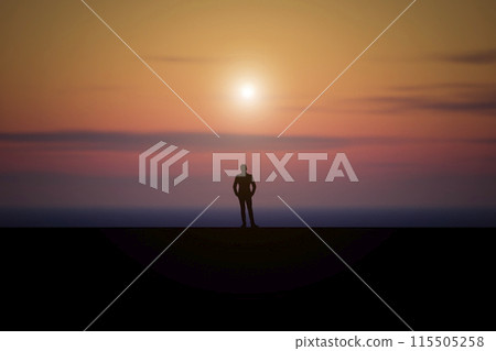 Man against the backdrop of sunset 115505258
