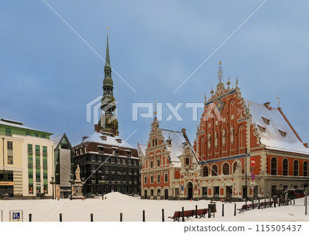 02.02.2022 Riga Latvia -House of the Blackheads Town Hall Square 1 115505437