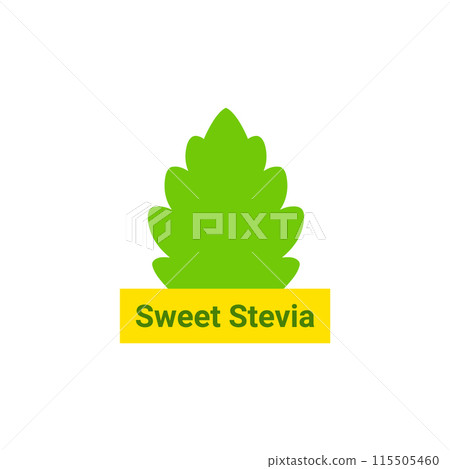 Stevia rebaudiana logo icon. Stevia leaf vector logo badge label plant natural extract. Herbal 115505460