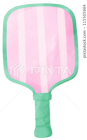 .Retro Pickleball paddle stripe preppy watercolor 115505984